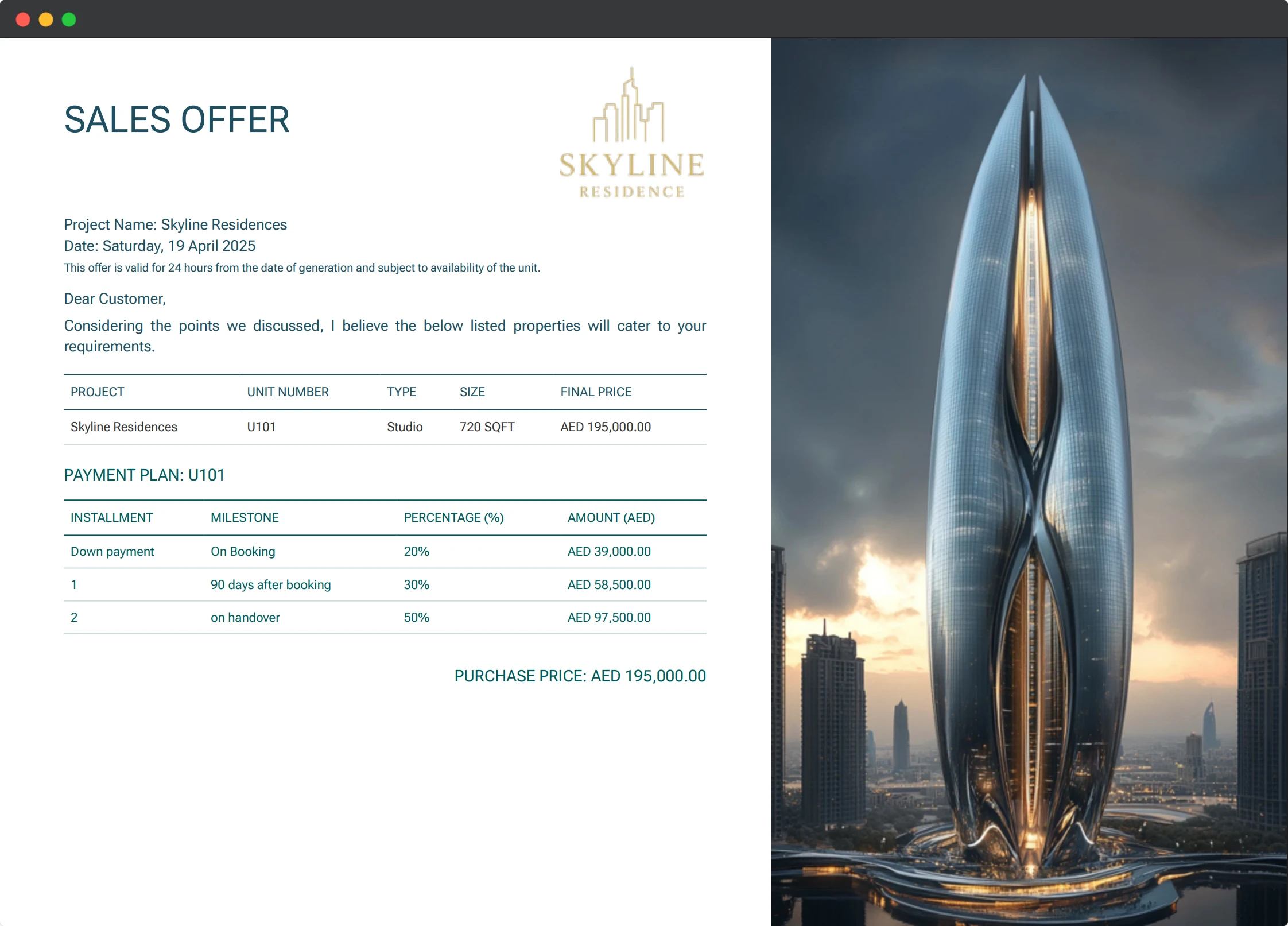 Automated Sales Offer Generation